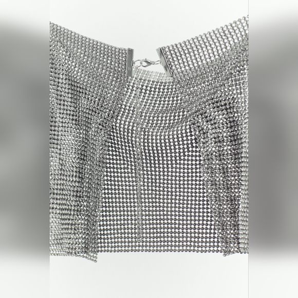 Zara Shimmery Evening Rhinestone Crop Top - Picture 7 of 9